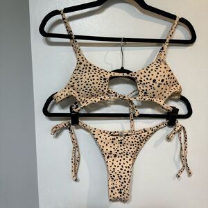 Spotted Bikini Swim Set - Cheeky String Bottoms XS
